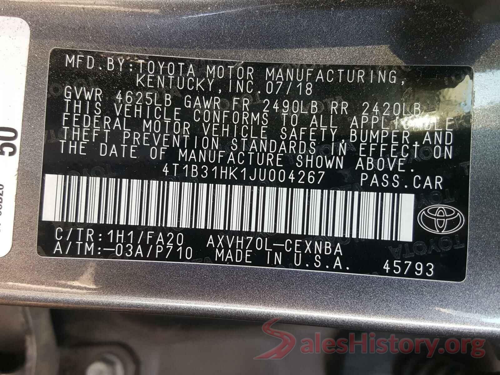 4T1B31HK1JU004267 2018 TOYOTA CAMRY