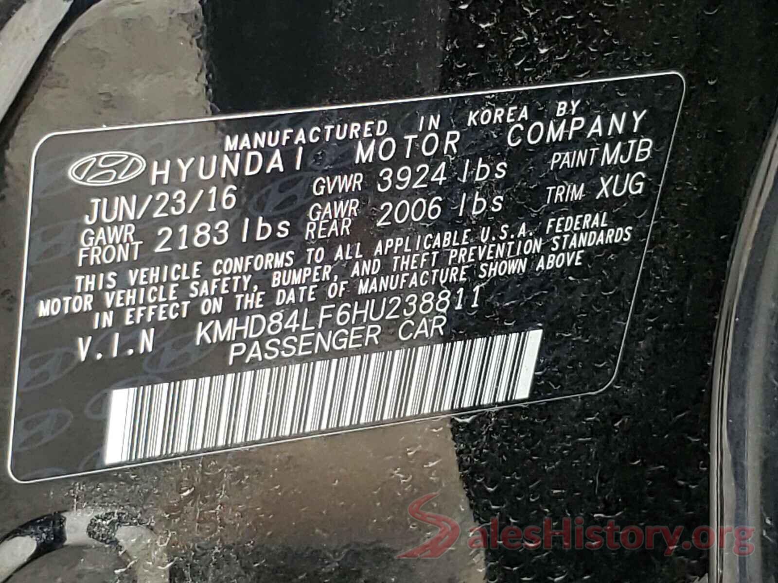 KMHD84LF6HU238811 2017 HYUNDAI ELANTRA