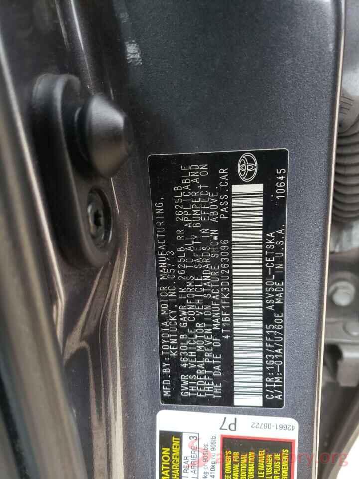 4T1BF1FK3DU263096 2013 TOYOTA CAMRY