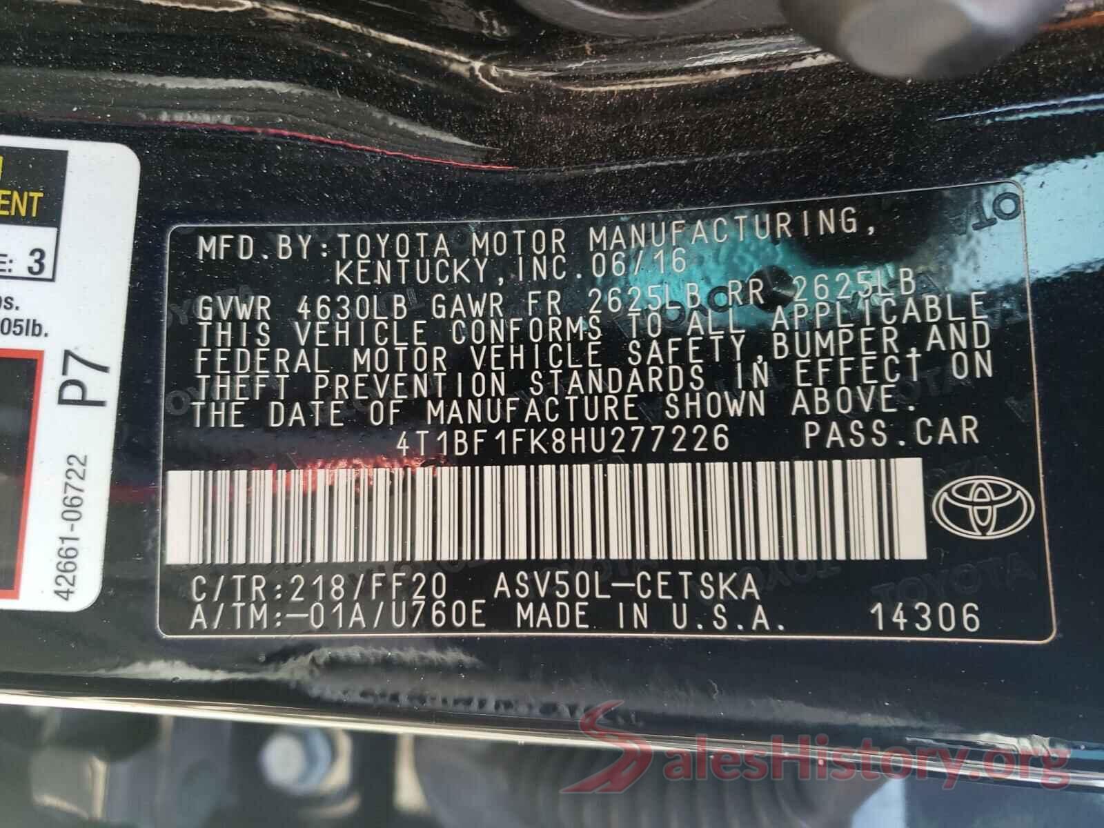 4T1BF1FK8HU277226 2017 TOYOTA CAMRY