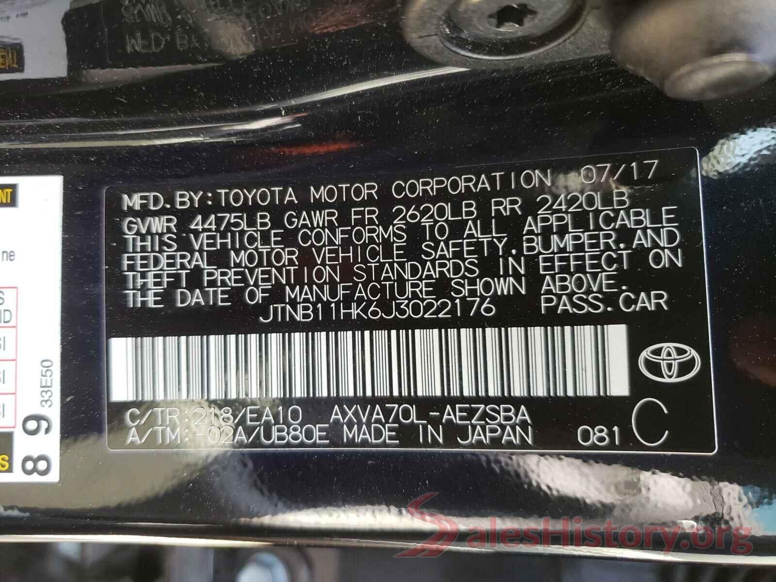 JTNB11HK6J3022176 2018 TOYOTA CAMRY