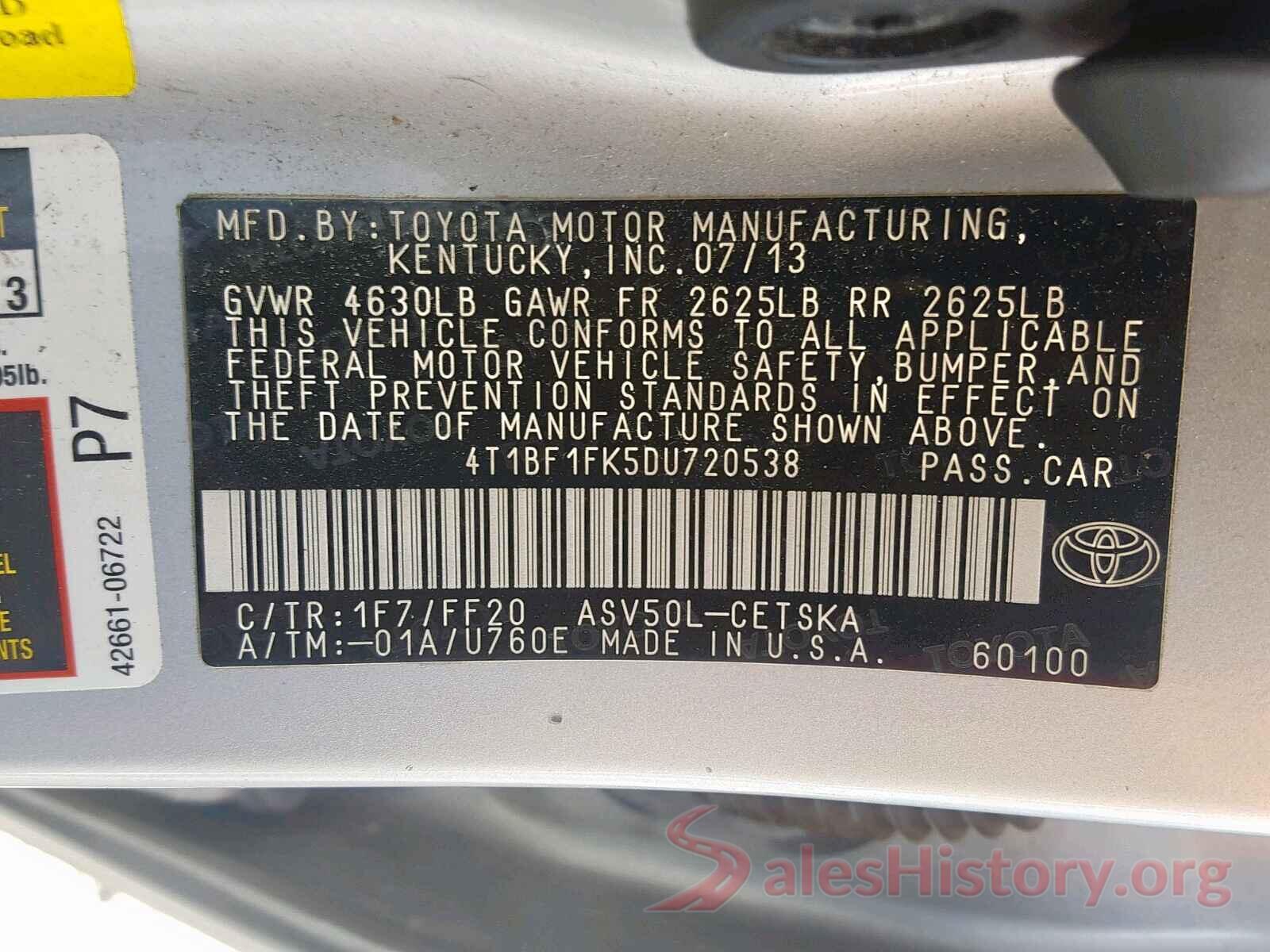 4T1BF1FK5DU720538 2013 TOYOTA CAMRY