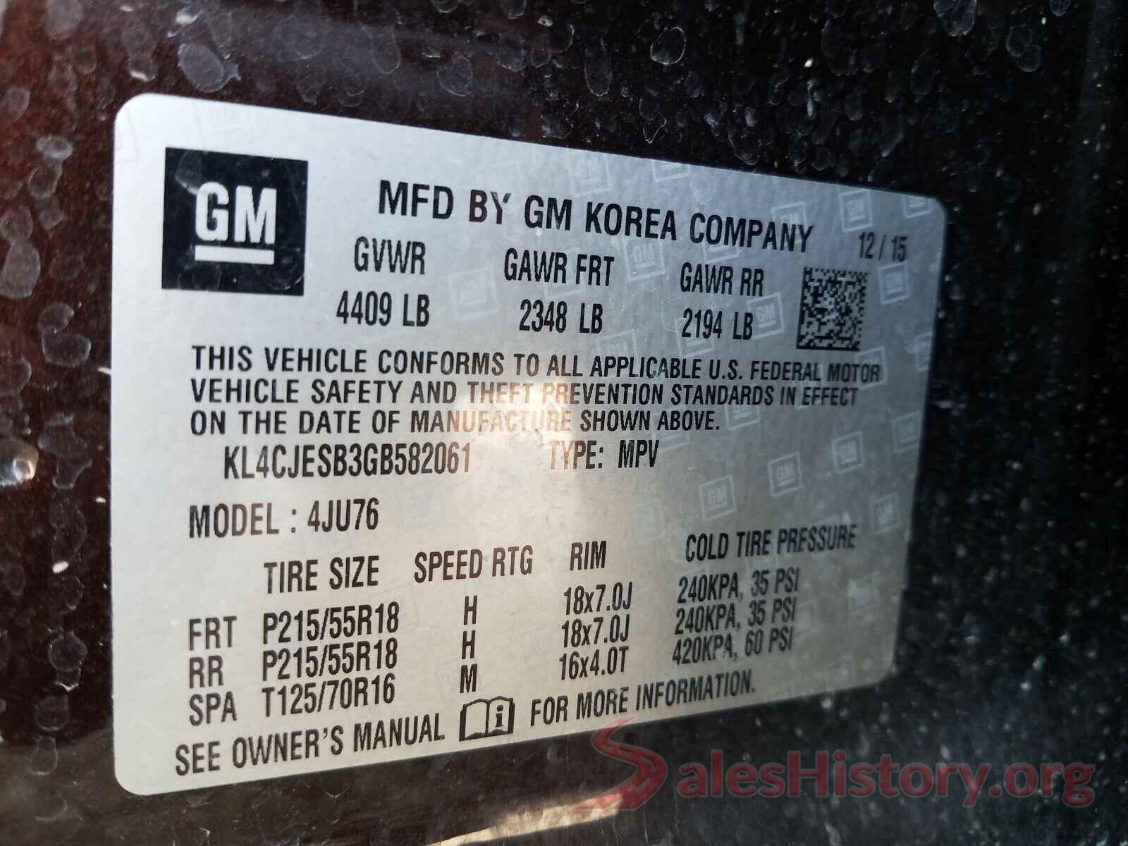 KL4CJESB3GB582061 2016 BUICK ENCORE