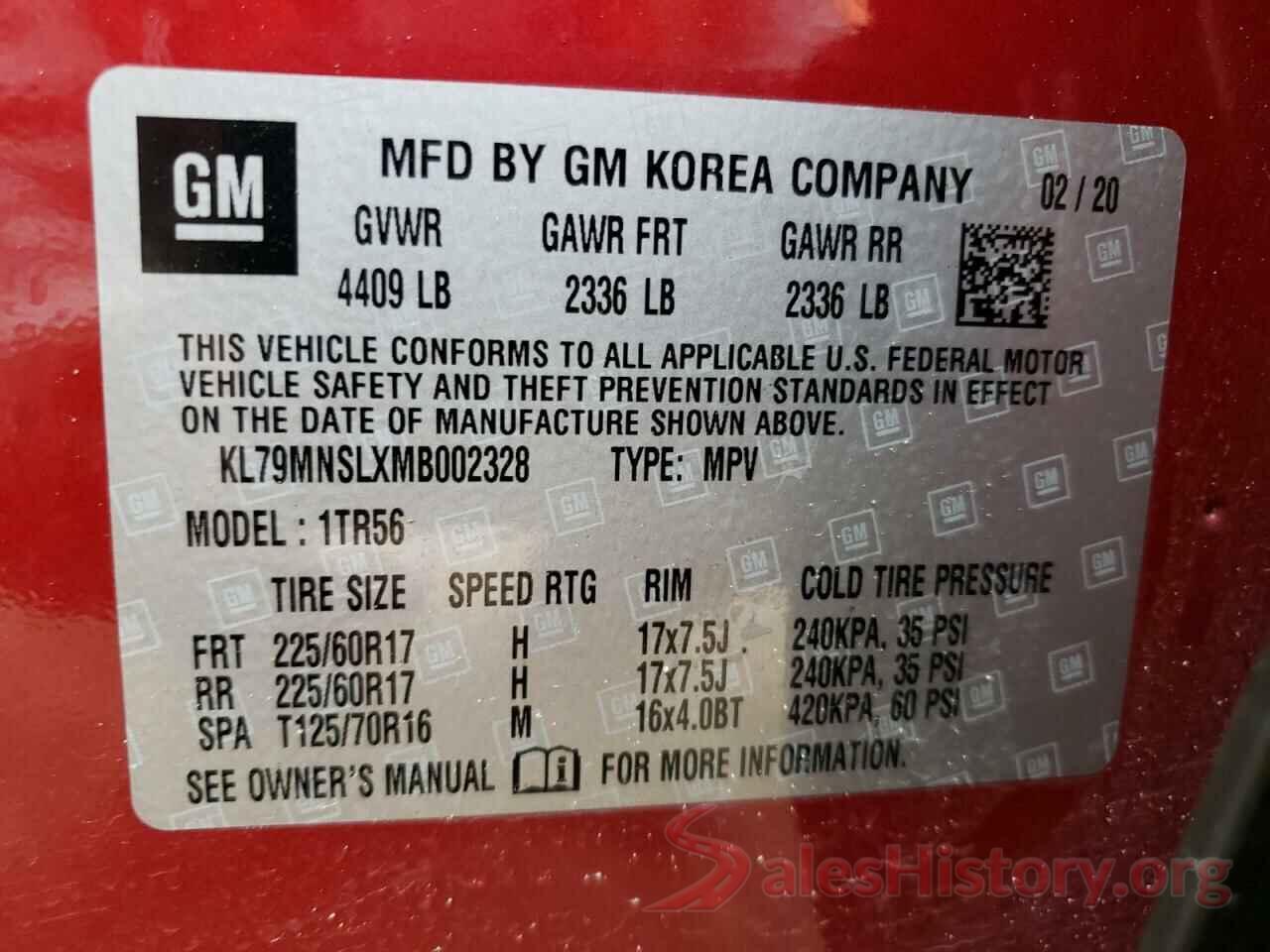 KL79MNSLXMB002328 2021 CHEVROLET TRAILBLZR