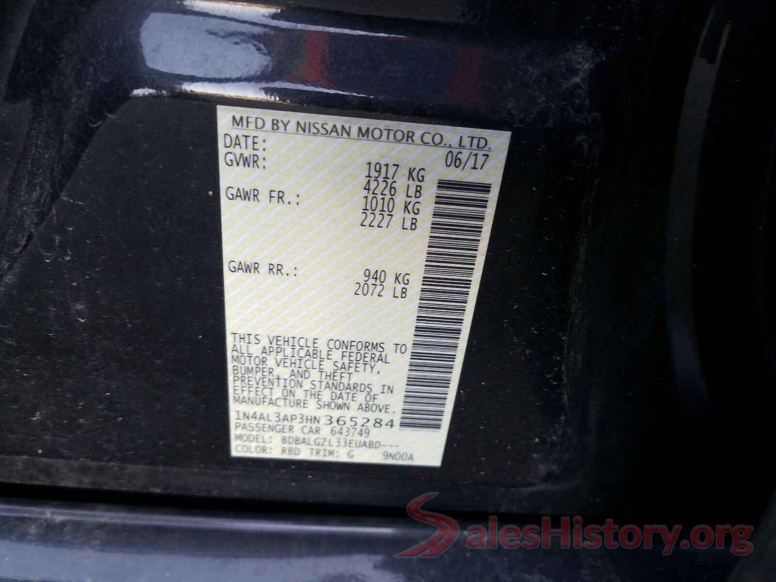 1N4AL3AP3HN365284 2017 NISSAN ALTIMA