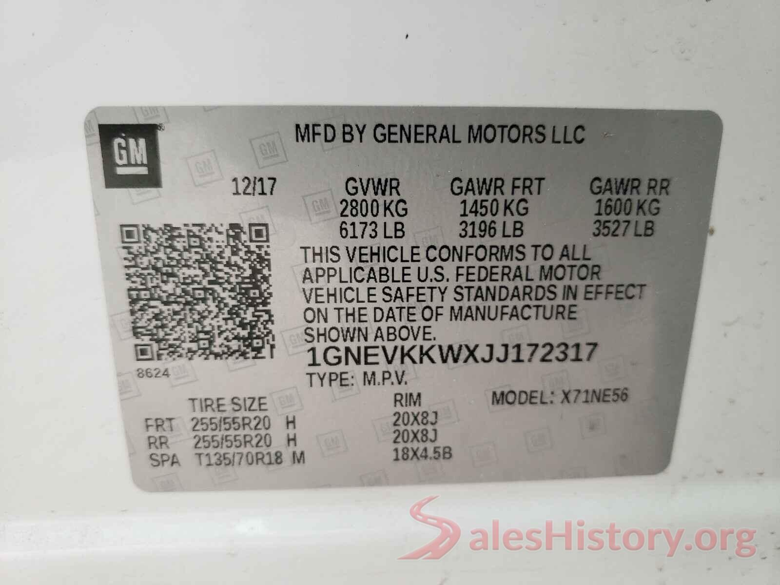 1GNEVKKWXJJ172317 2018 CHEVROLET TRAVERSE