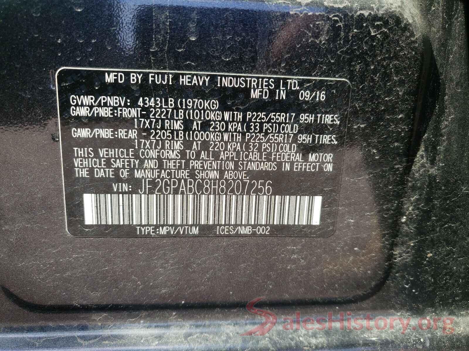 JF2GPABC8H8207256 2017 SUBARU CROSSTREK