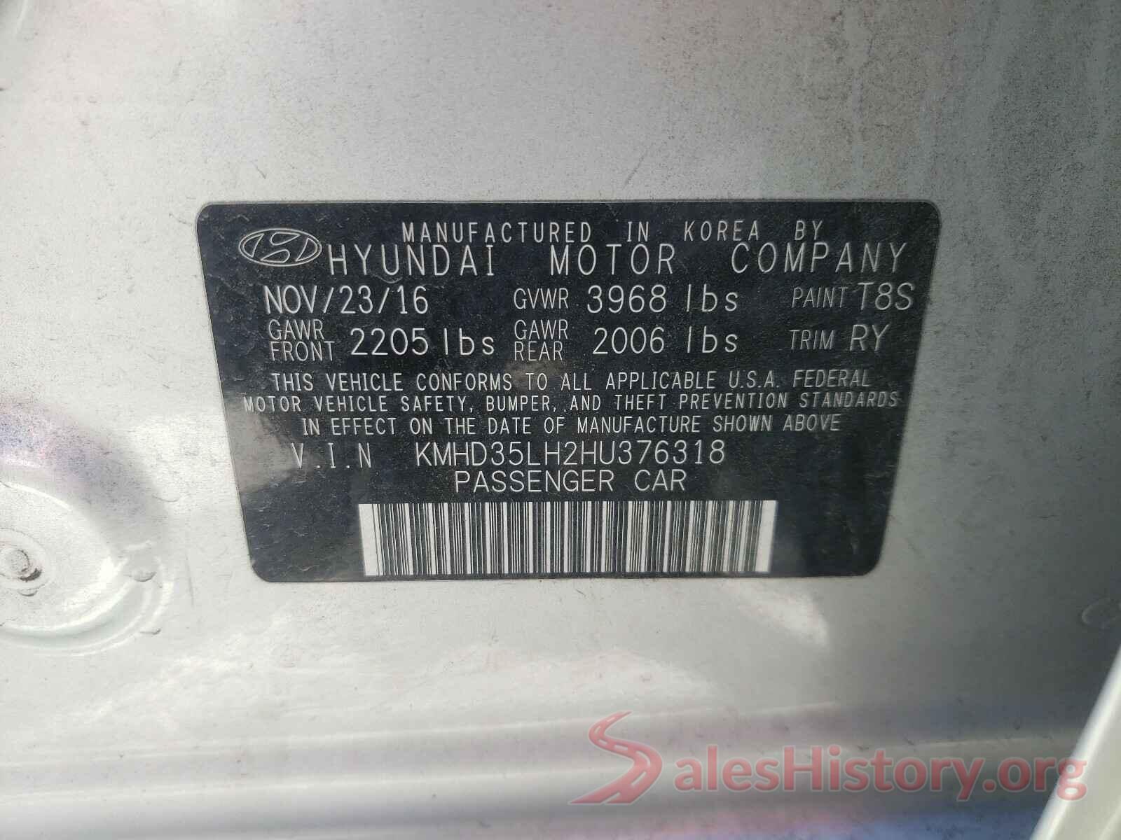 KMHD35LH2HU376318 2017 HYUNDAI ELANTRA