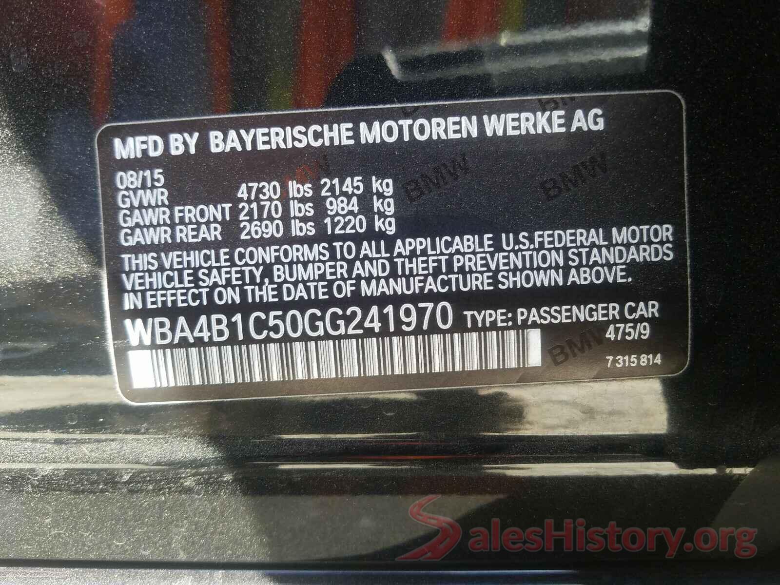 WBA4B1C50GG241970 2016 BMW 4 SERIES