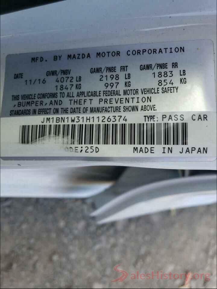 JM1BN1W31H1126374 2017 MAZDA 3