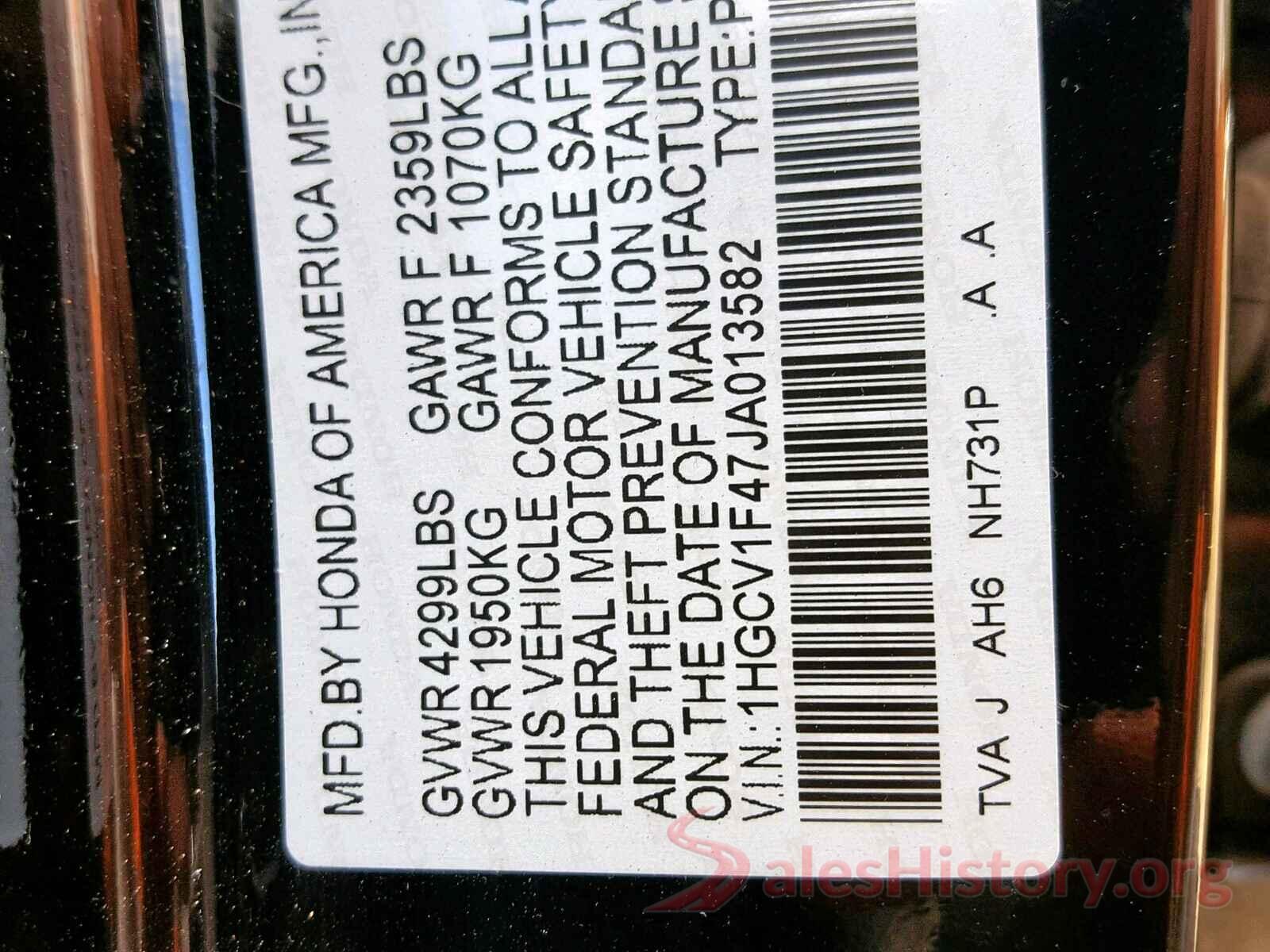 1HGCV1F47JA013582 2018 HONDA ACCORD EX