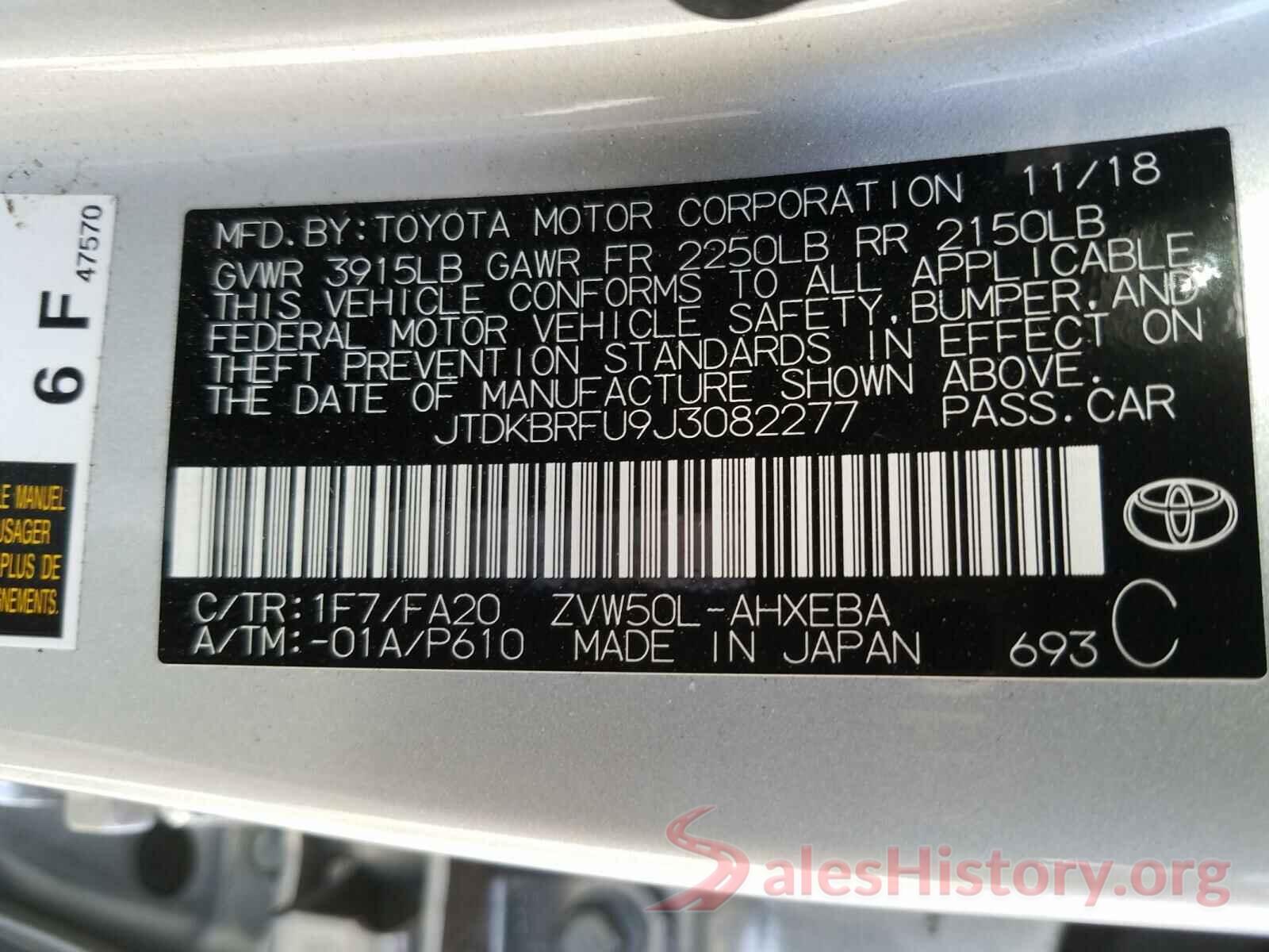 JTDKBRFU9J3082277 2018 TOYOTA PRIUS