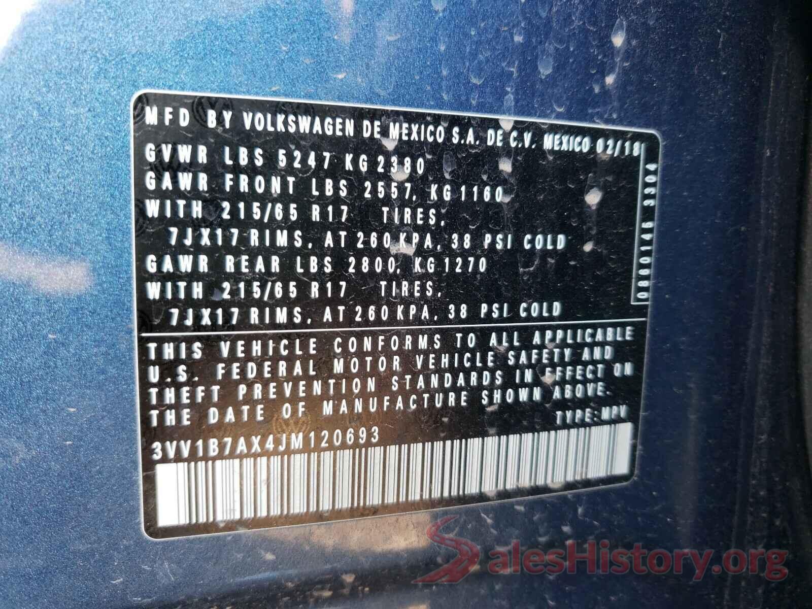 3VV1B7AX4JM120693 2018 VOLKSWAGEN TIGUAN