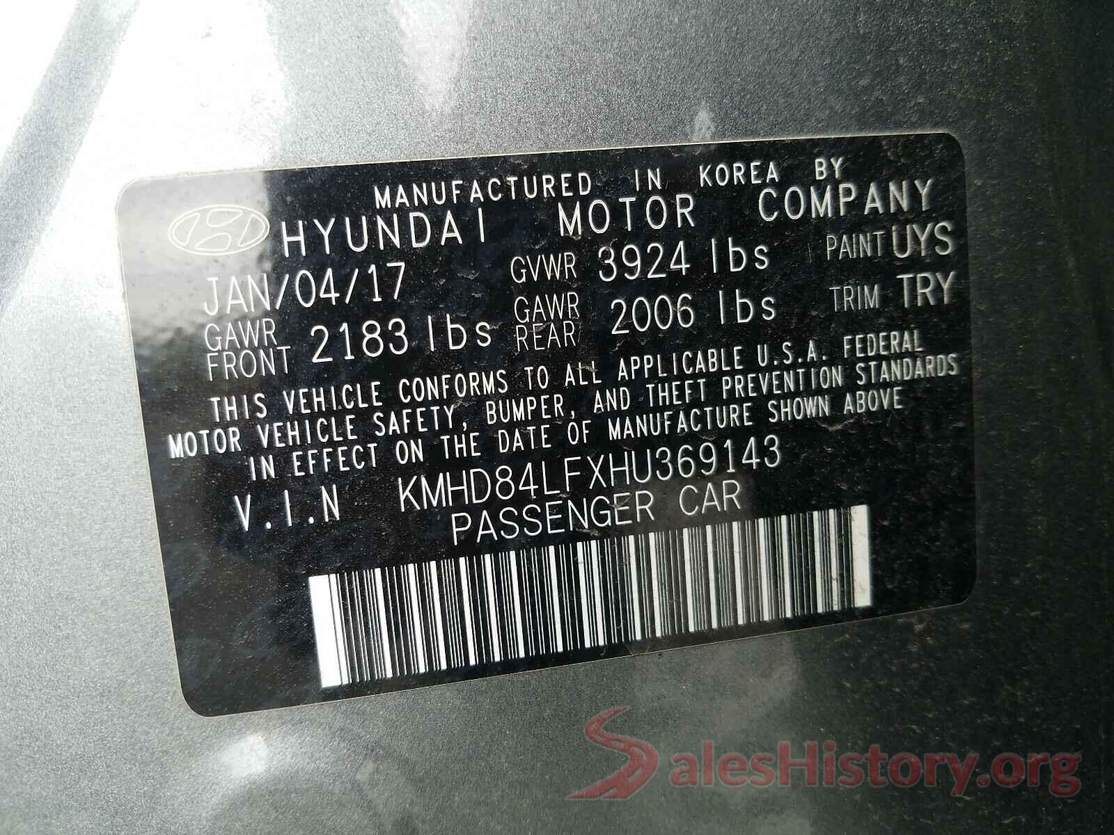 KMHD84LFXHU369143 2017 HYUNDAI ELANTRA