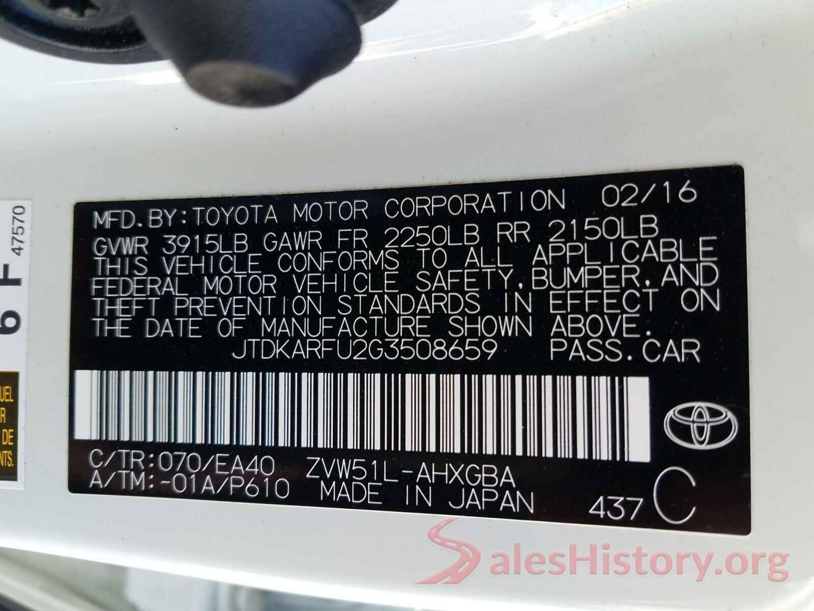 JTDKARFU2G3508659 2016 TOYOTA PRIUS