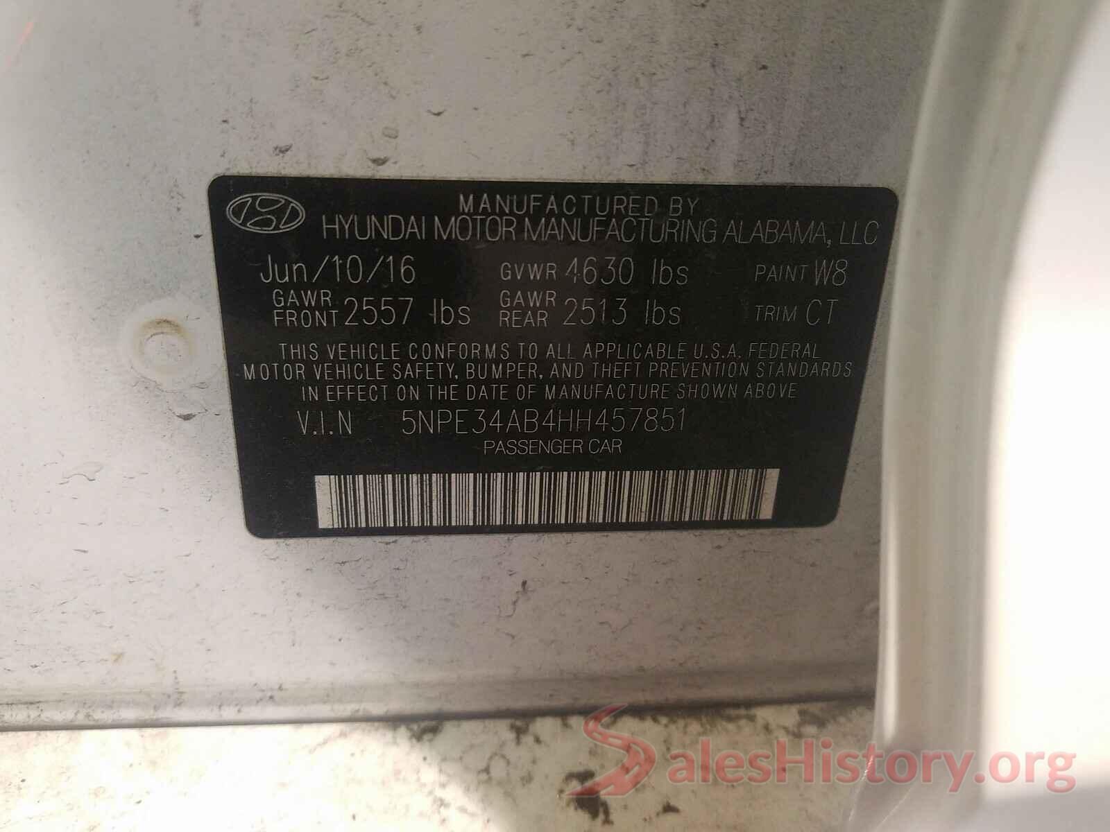 5NPE34AB4HH457851 2017 HYUNDAI SONATA