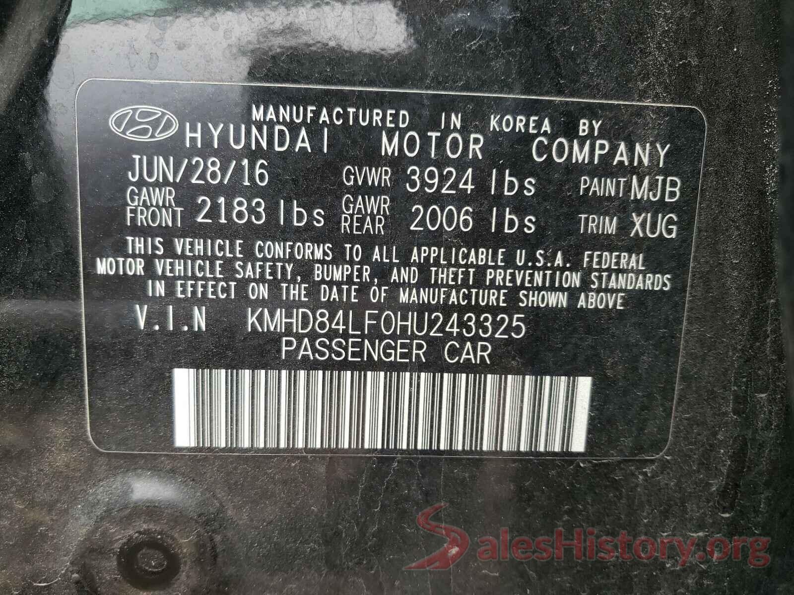 KMHD84LF0HU243325 2017 HYUNDAI ELANTRA