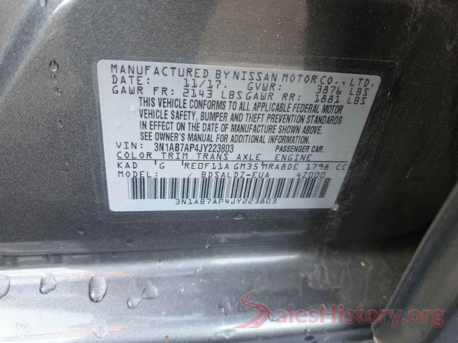 3N1AB7AP4JY223803 2018 NISSAN SENTRA