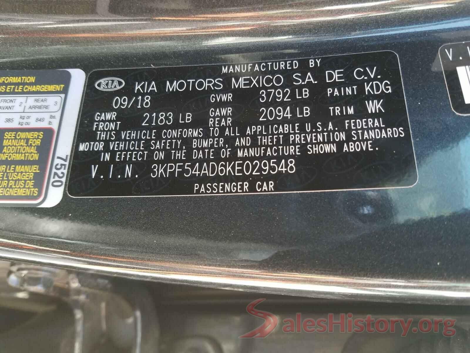 3KPF54AD6KE029548 2019 KIA FORTE