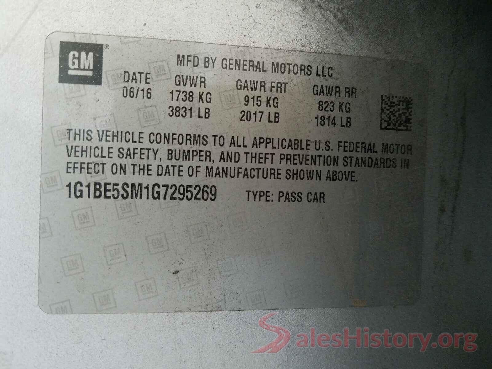 1G1BE5SM1G7295269 2016 CHEVROLET CRUZE