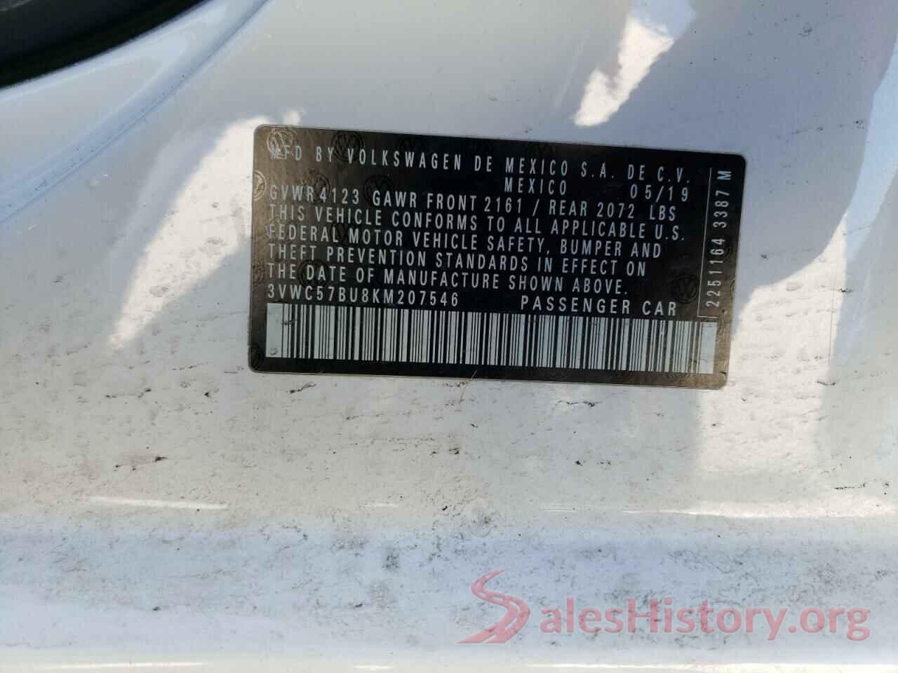 3VWC57BU8KM207546 2019 VOLKSWAGEN JETTA