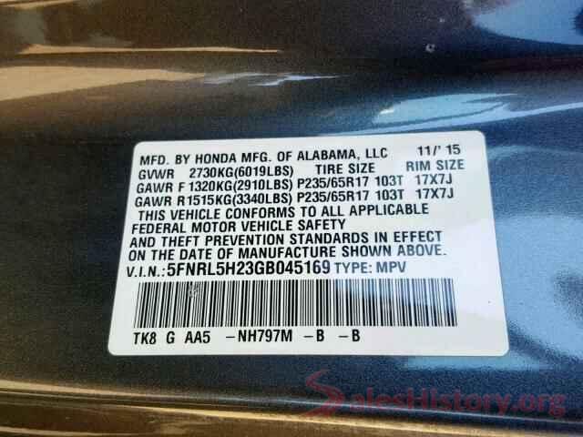 5FNRL5H23GB045169 2016 HONDA ODYSSEY