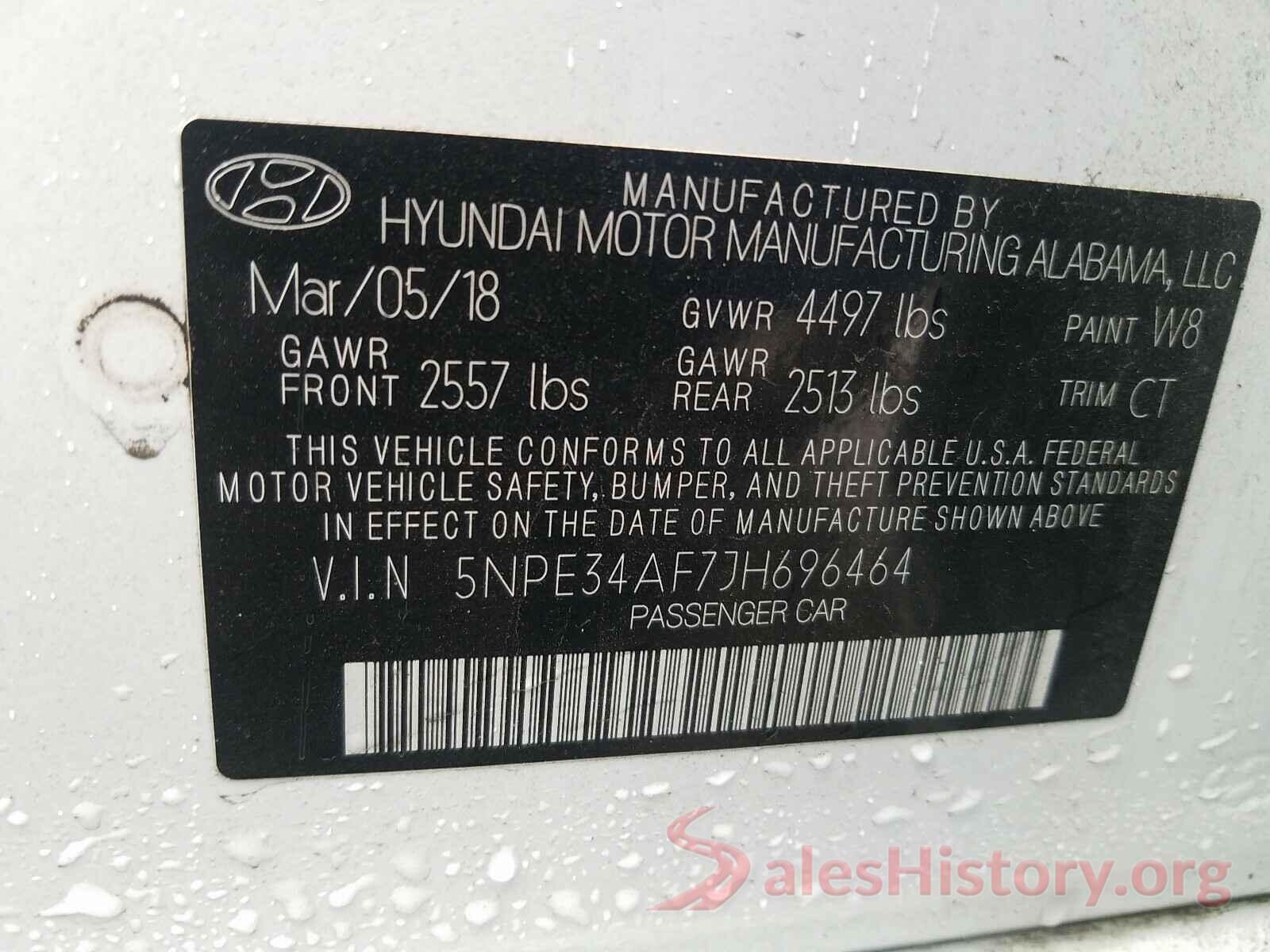 5NPE34AF7JH696464 2018 HYUNDAI SONATA