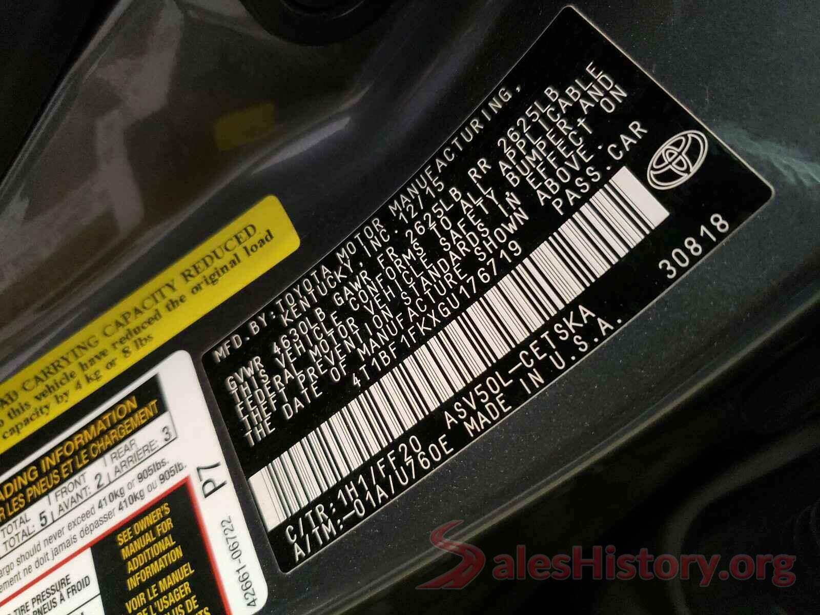 4T1BF1FKXGU176719 2016 TOYOTA CAMRY