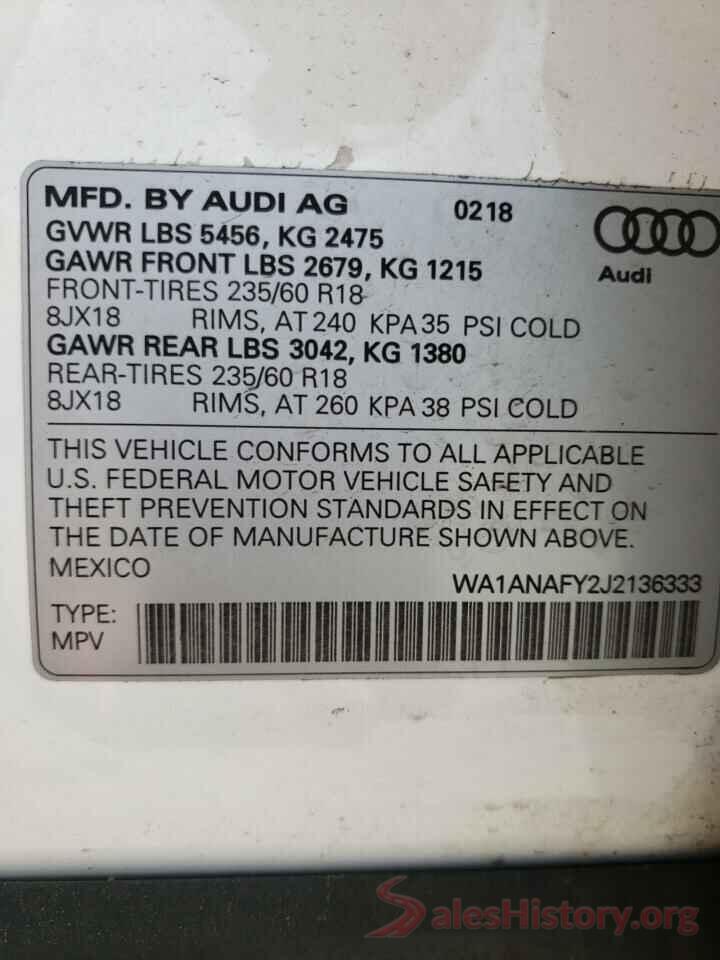 WA1ANAFY2J2136333 2018 AUDI Q5