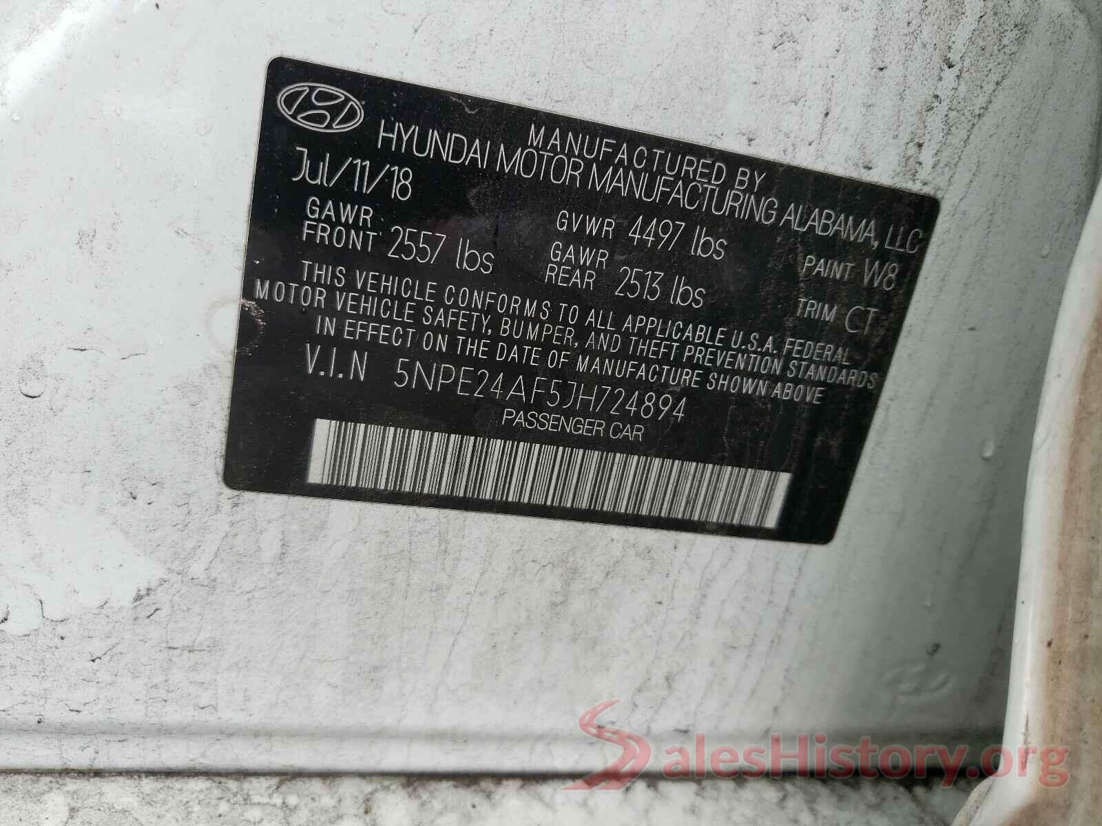 5NPE24AF5JH724894 2018 HYUNDAI SONATA