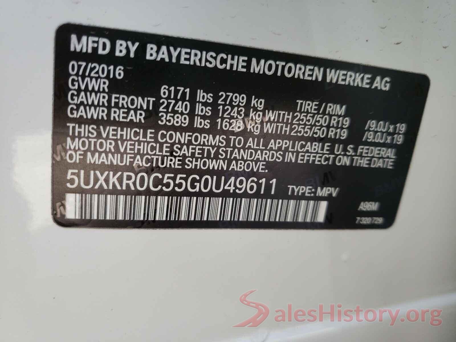 5UXKR0C55G0U49611 2016 BMW X5