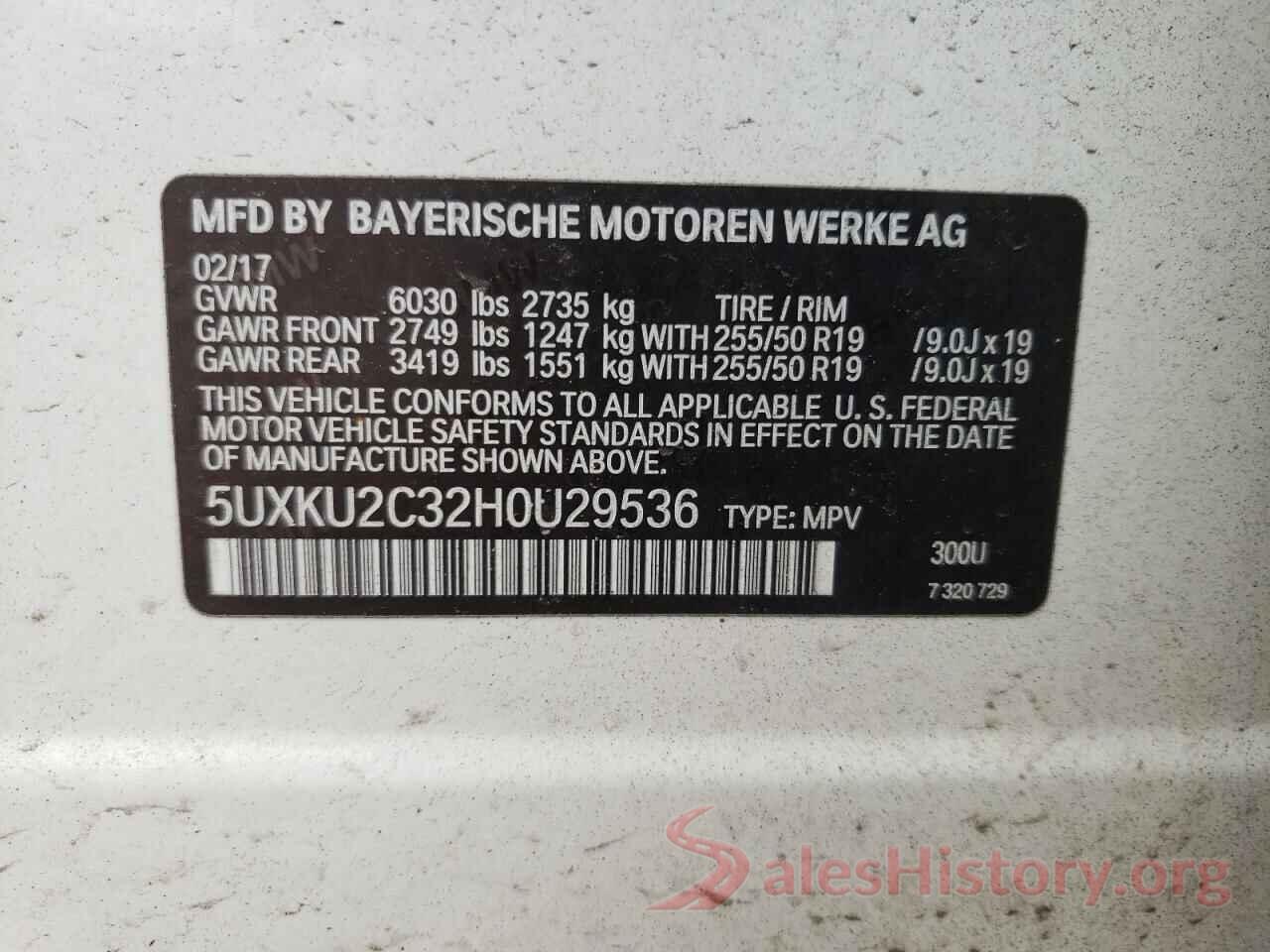 5UXKU2C32H0U29536 2017 BMW X6