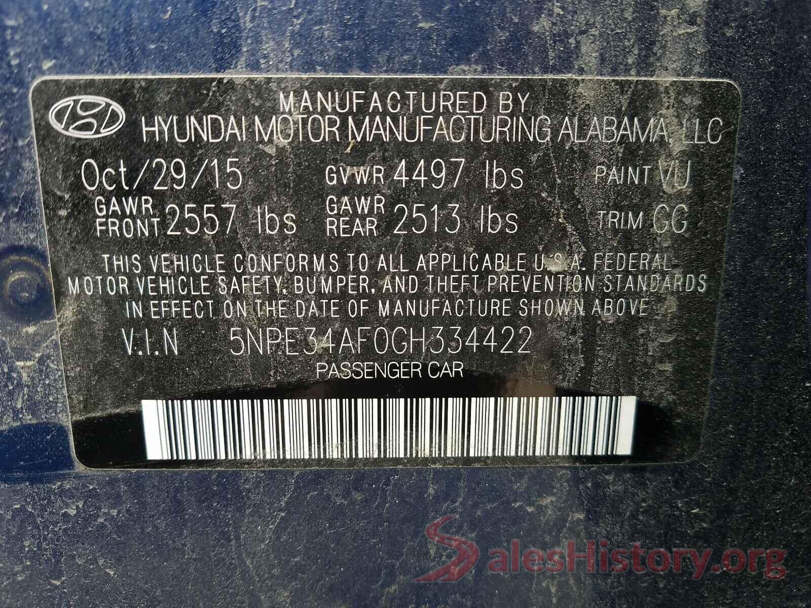 5NPE34AF0GH334422 2016 HYUNDAI SONATA