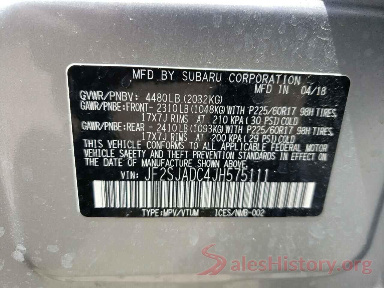 JF2SJADC4JH575111 2018 SUBARU FORESTER