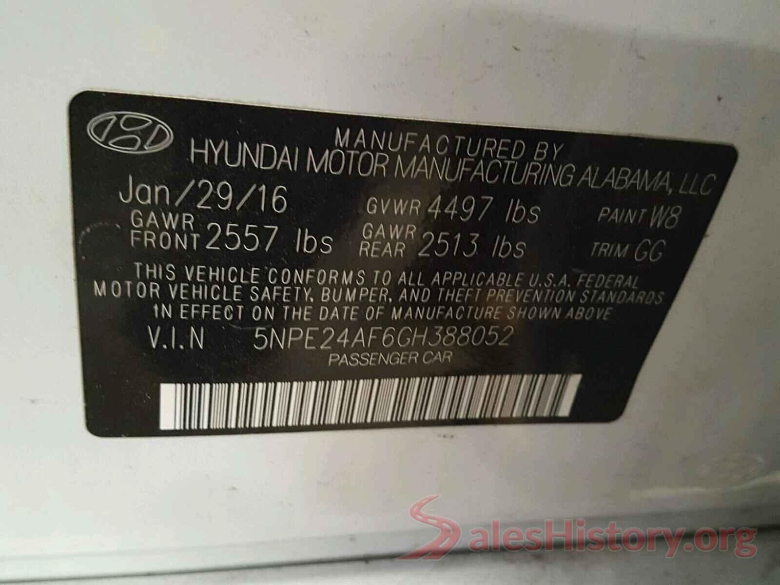 5NPE24AF6GH388052 2016 HYUNDAI SONATA