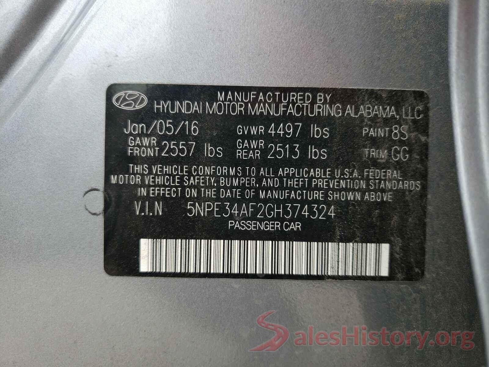 5NPE34AF2GH374324 2016 HYUNDAI SONATA