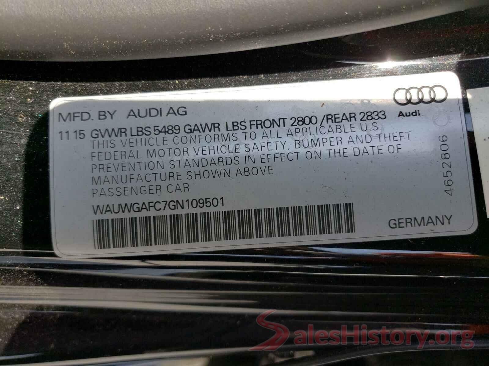 WAUWGAFC7GN109501 2016 AUDI A7