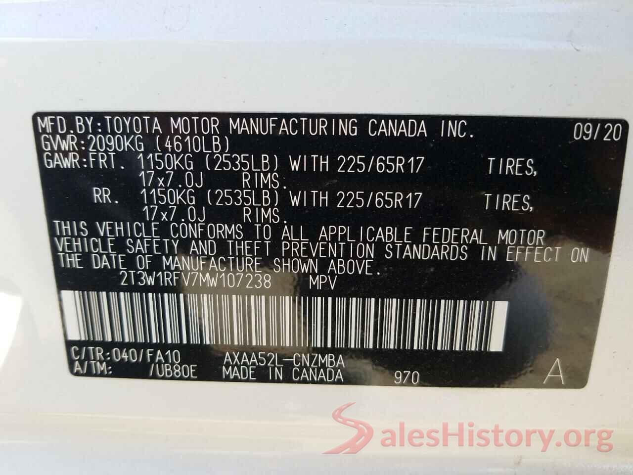 2T3W1RFV7MW107238 2021 TOYOTA RAV4