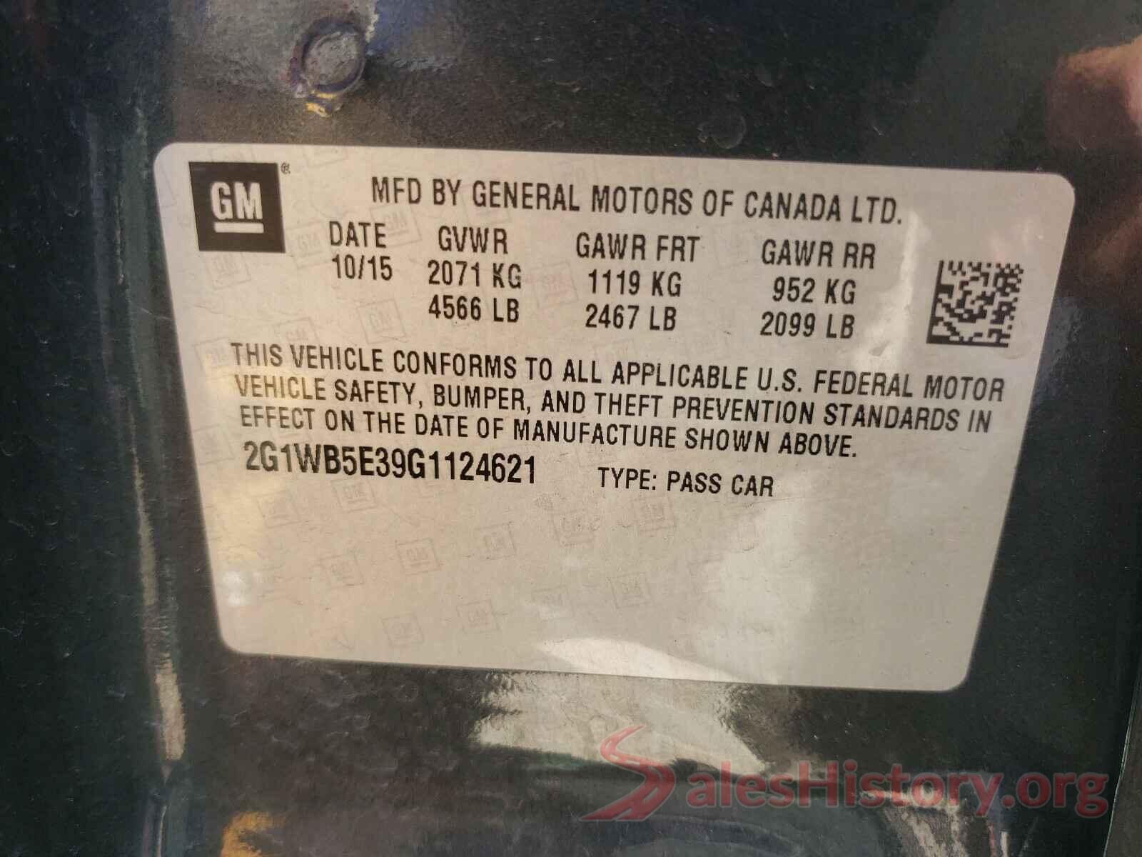 2G1WB5E39G1124621 2016 CHEVROLET IMPALA