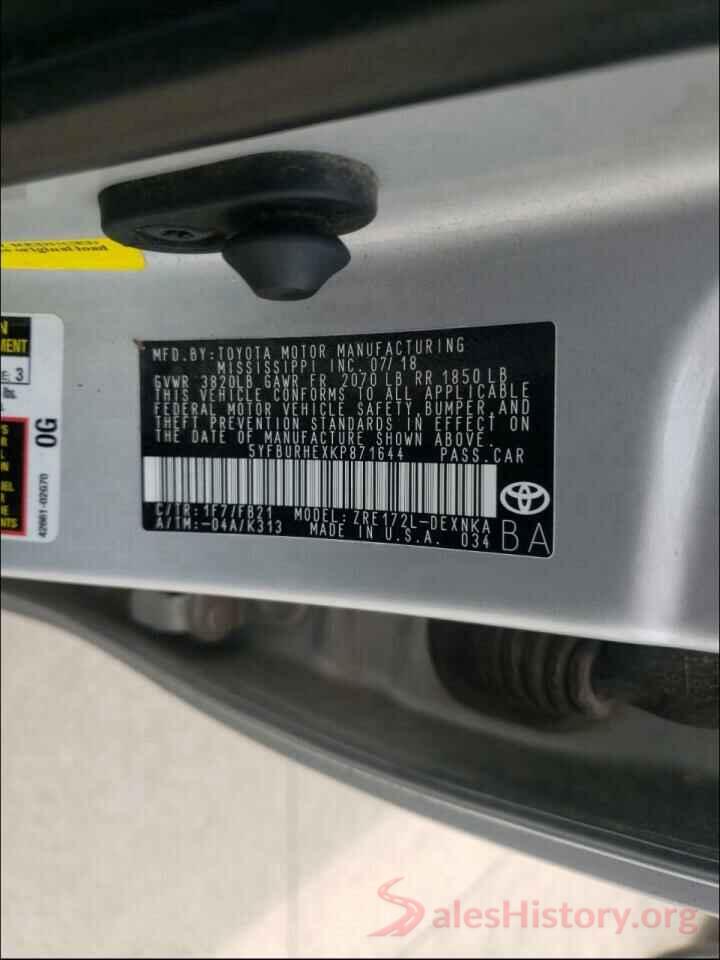 5YFBURHEXKP871644 2019 TOYOTA COROLLA