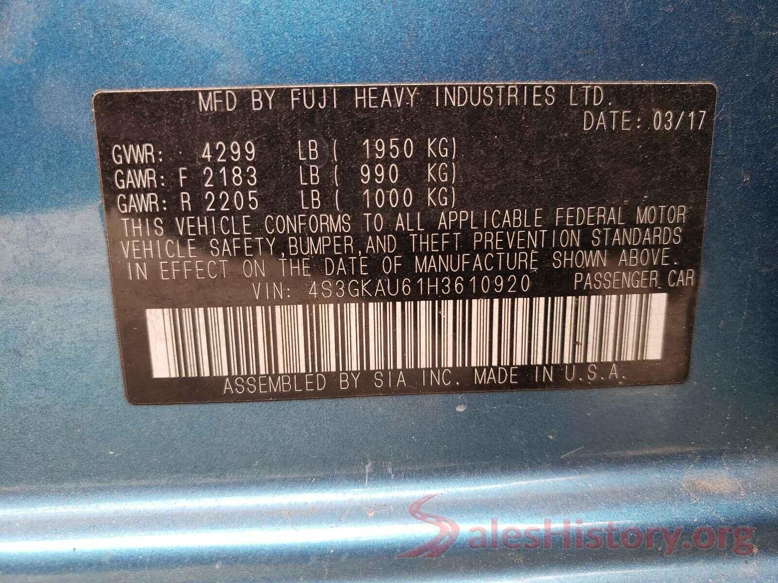 4S3GKAU61H3610920 2017 SUBARU IMPREZA