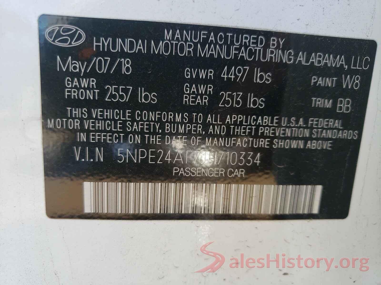 5NPE24AF7JH710334 2018 HYUNDAI SONATA