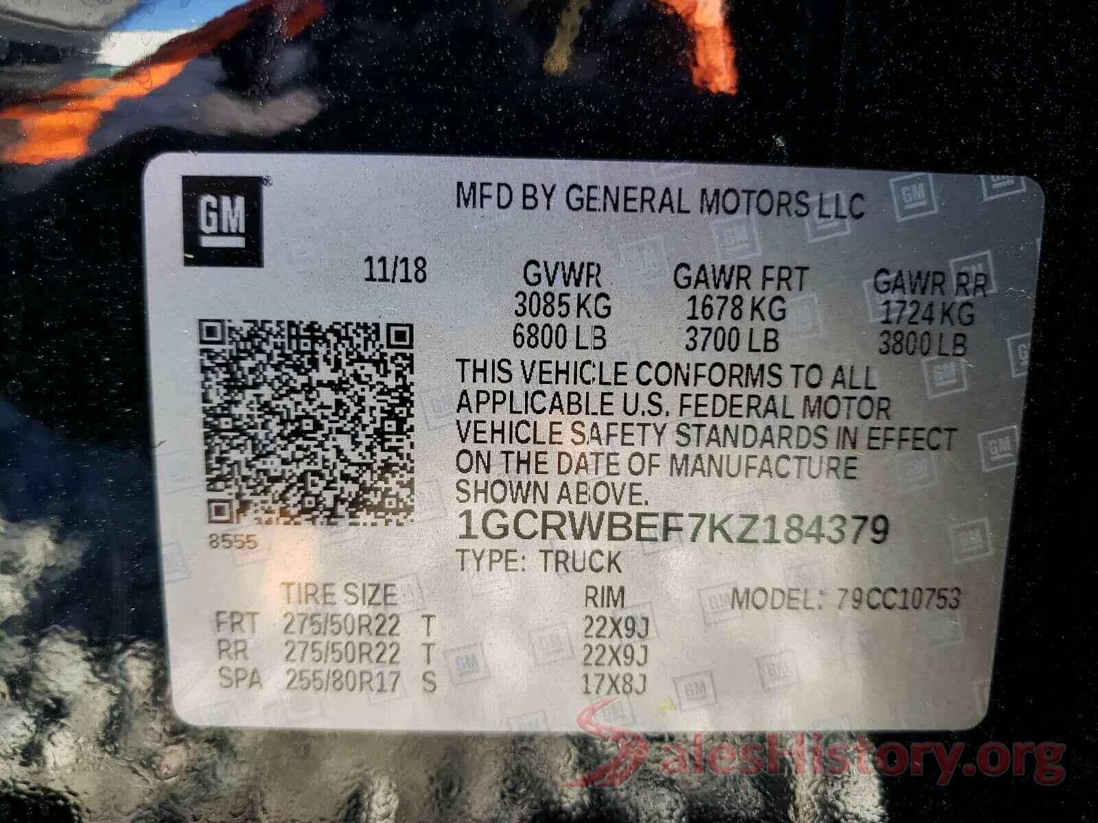 1GCRWBEF7KZ184379 2019 CHEVROLET SILVERADO