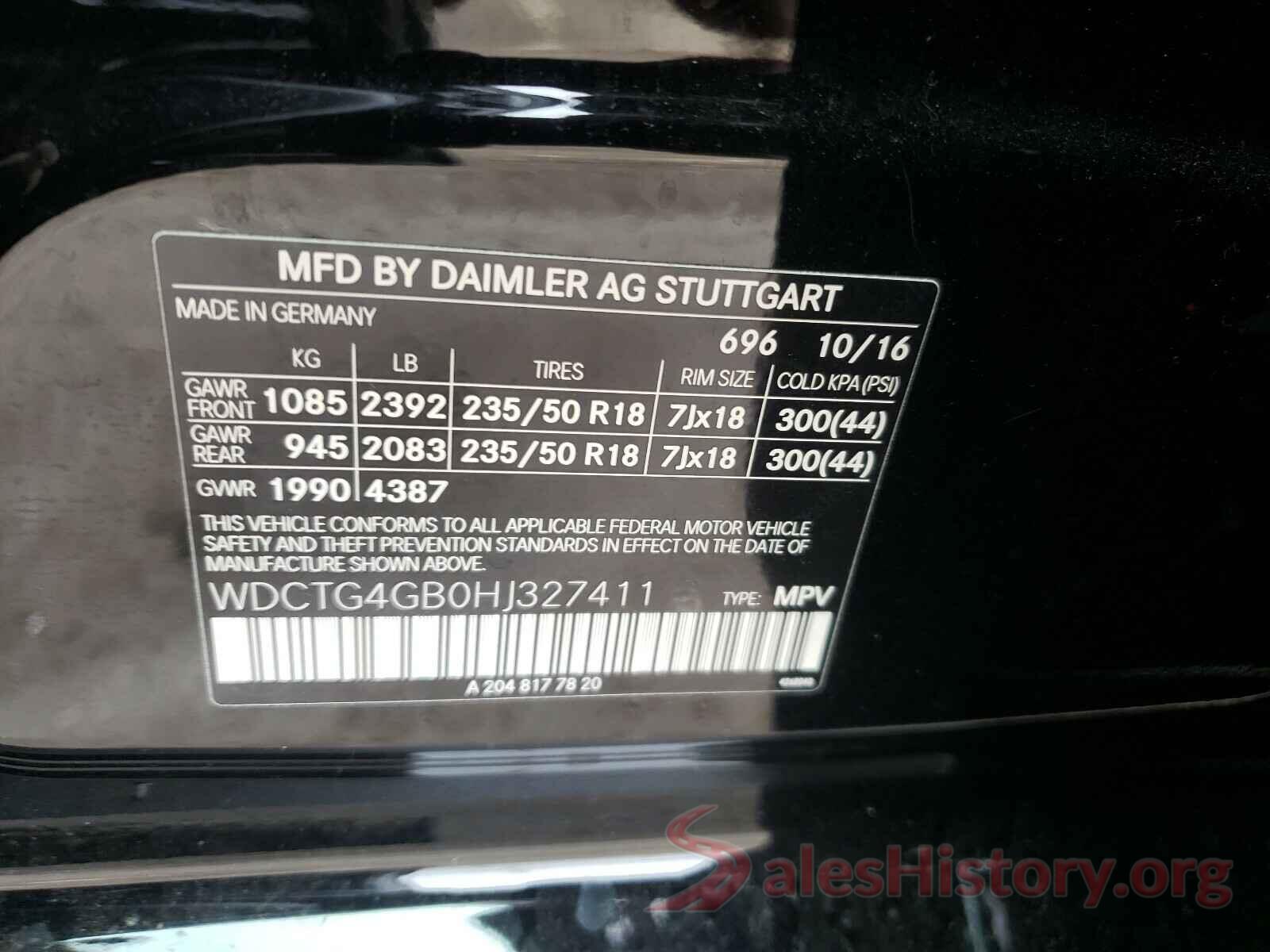 WDCTG4GB0HJ327411 2017 MERCEDES-BENZ G CLASS