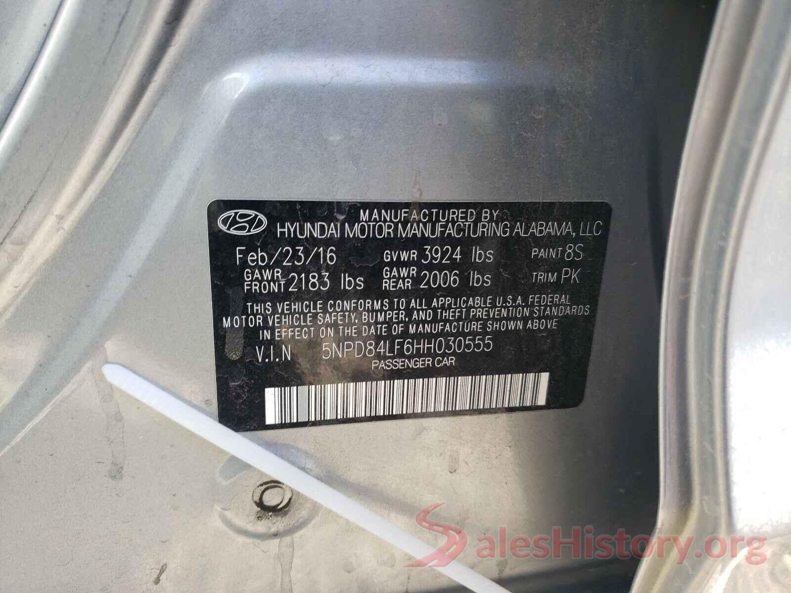 5NPD84LF6HH030555 2017 HYUNDAI ELANTRA