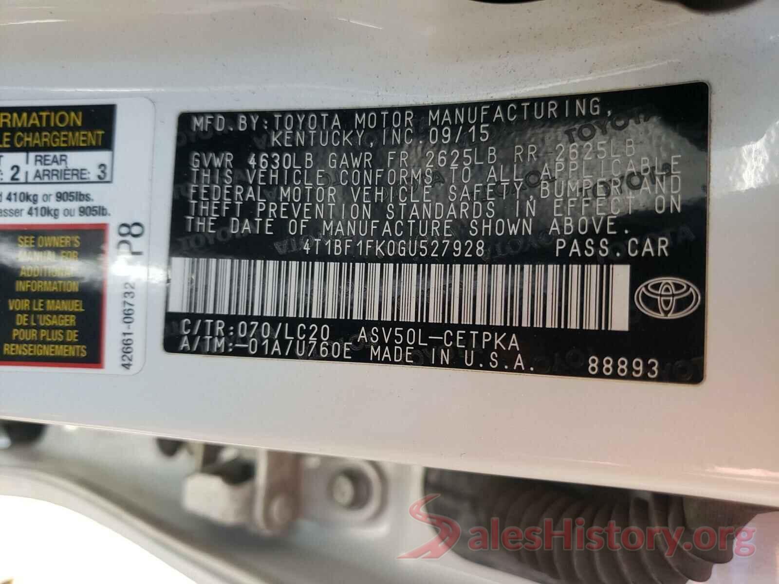 4T1BF1FK0GU527928 2016 TOYOTA CAMRY