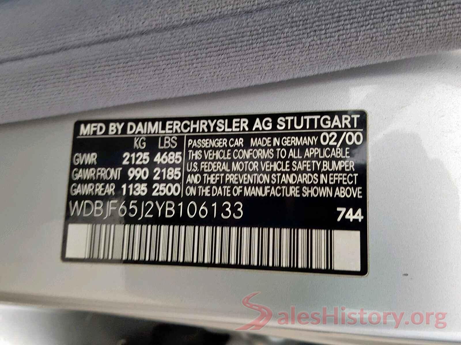 WDBJF65J2YB106133 2000 MERCEDES-BENZ E CLASS