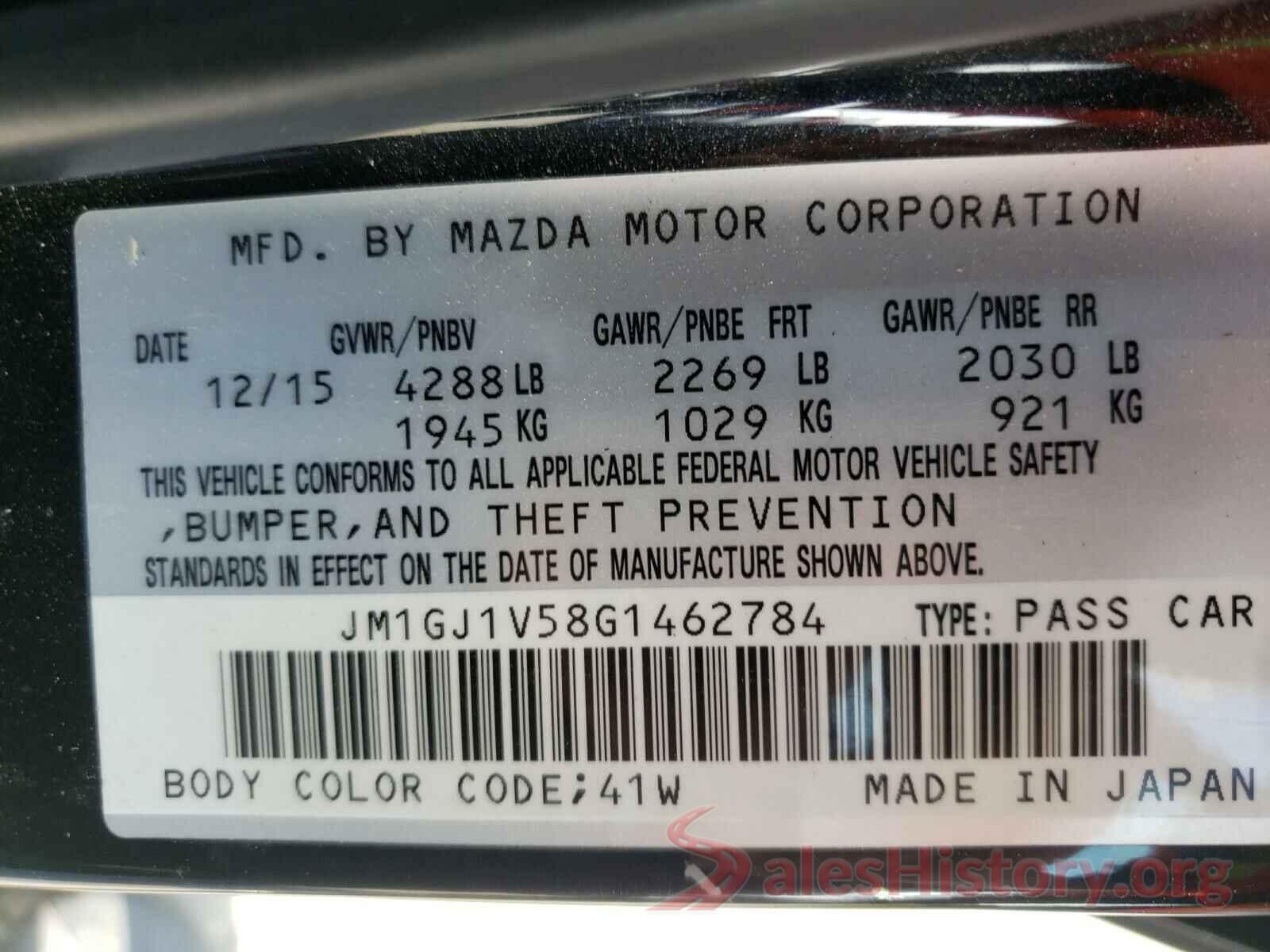 JM1GJ1V58G1462784 2016 MAZDA 6