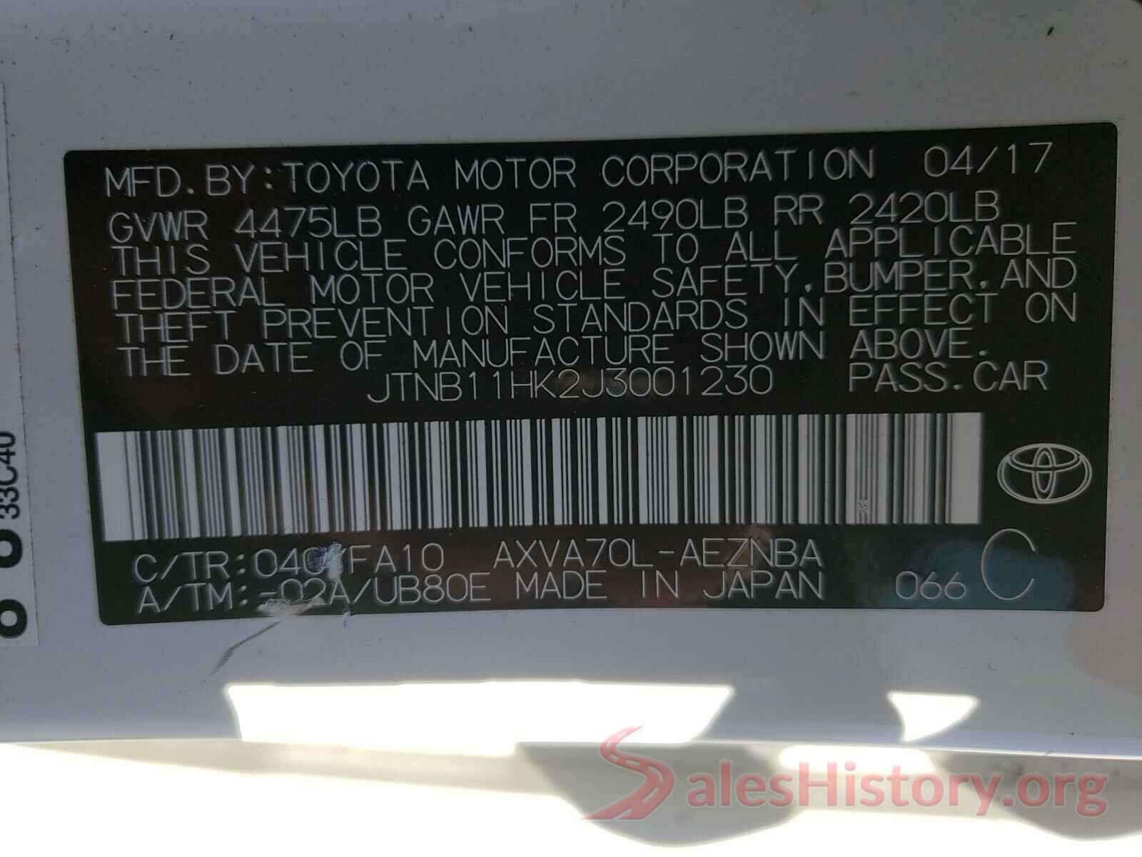 JTNB11HK2J3001230 2018 TOYOTA CAMRY