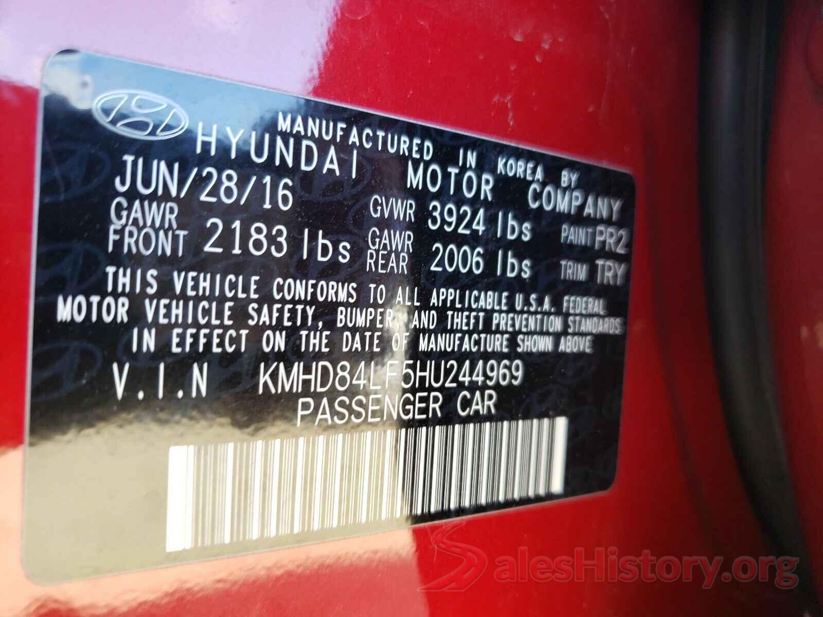 KMHD84LF5HU244969 2017 HYUNDAI ELANTRA